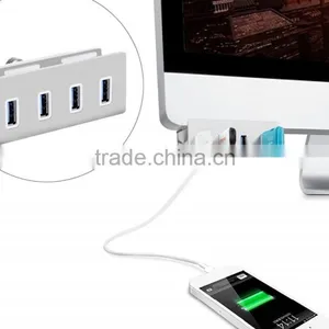 CZH 4 Ports Aluminum USB 3.0 Hub for LCD Display, Shelves or Desks That is 1" Thick or Less [sliver] thumbnail-1