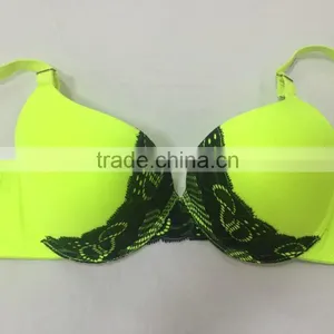 Factory Direct Sales Fashion Neon Color Push UP Molded Plunge Ladies Bra thumbnail-1