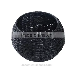 Pawhut Black/Beige 21" Hooded Rattan Wicker Elevated Cat Bed thumbnail-5