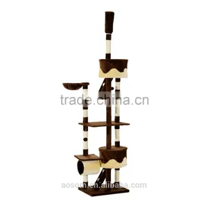 Pawhut Coffee Cream 260cm Cat Tree Kitten Activity Center thumbnail-2