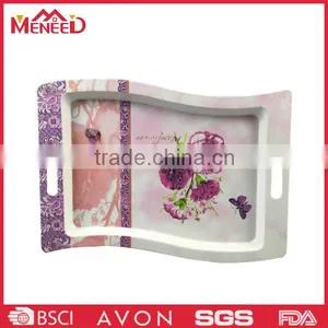 Unique Shape Melamine Flower Print Food Servicing Tray thumbnail-1