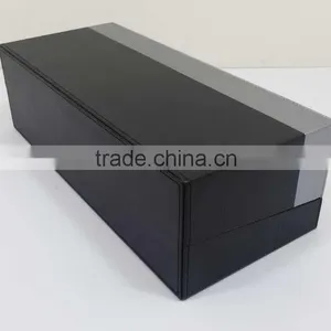 Chinese Factories Wholesale Custom High-grade PU Leather 2 Bottles of Red Wine Box, Black Gift Box thumbnail-2