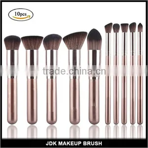 Amazon Hot Selling 9pcs Coffee Color Cosmetic Kabuki Face Eye Brush Set With Drawstring Bag thumbnail-3