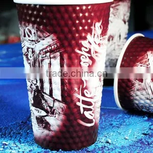 Disposable Paper Diamond Cup, Embossed Logo Cup, Disposable Hot Coffee Paper Cups thumbnail-3