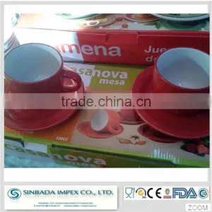 COLOURED CERAMIC COFFEE CUP SET thumbnail-1