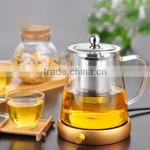 Hand Blown Glass Teapot Stainless Steel Infuser & Glass Lid Teapot Kettle Coffee thumbnail-4