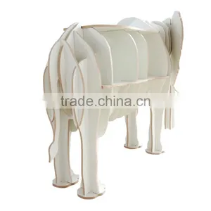 Puzzle Wood Craft Elephant Table Book Shelves Creative Animal Furniture thumbnail-4