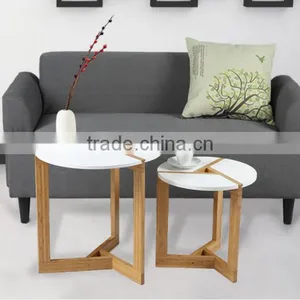 Modern Style Natural MDF Top Bamboo Living Room Foldable Round Small Coffee Table thumbnail-1