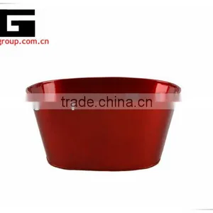 Zinc Oval Christmas Red Powder Coated Metal Flower Pot thumbnail-1
