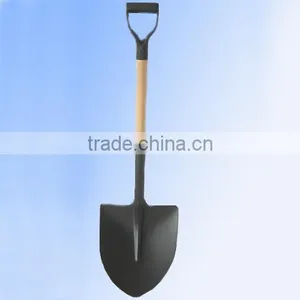 Wooden Handle Round Pointed Steel Shovel thumbnail-1