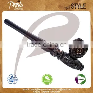 First-class Ebony Wooden Tobacco Pipe Handmade Wood Pipes Antique thumbnail-1