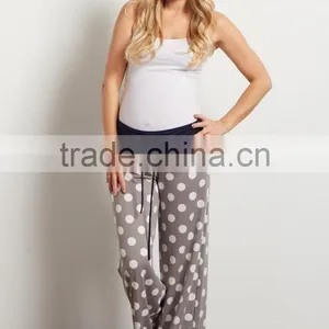 Sexy Adult Breastfeeding Grey Polka Dot Maternity Pajama Pants For Pregnant Women thumbnail-5
