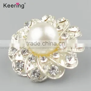 Fashionable Rhinestone Pearl Alloy Button for Decoration WBK-1479 thumbnail-2
