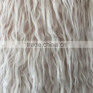 Artificial Long White Curly Fur Fabric thumbnail-2