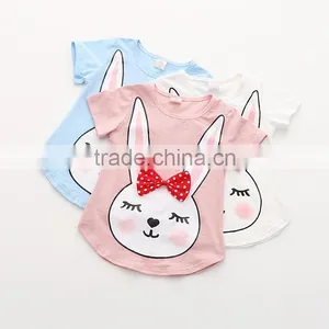 Manufacturer 100% Coton T-shirt Print With Bowknot for Baby Girl thumbnail-1