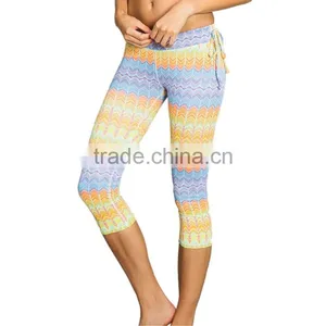 OEM 88% Polyamide 12% Elastane Compression Legging Fit Tight Fitness Waist Flag Capri Pants thumbnail-6