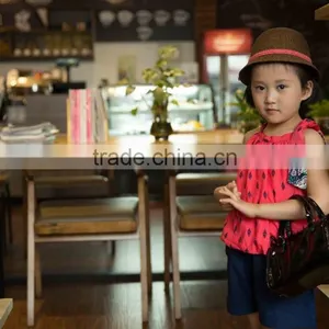 Lovely Fashion 2016 Girl Sleeveless Blouse Summer Blouse off Shoulder Blouse Bright Color Baby Girl Printed Dress for Summer thumbnail-5