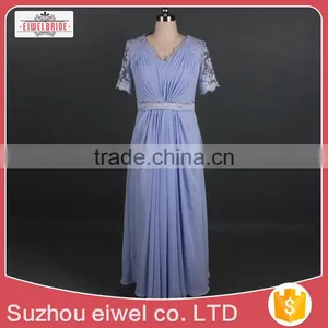 Lace Appliqued Purple Floor-Length Evening Dress thumbnail-1