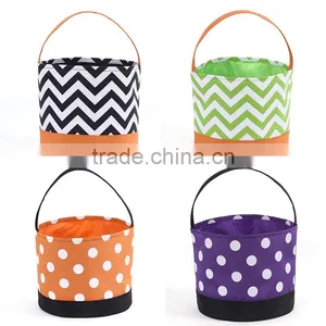 Monogrammed Chevron Polka Dot Easter Trick Or Treat Bag thumbnail-4