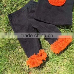 New Arrival Girls Boutique Outfits Kids Halloween Ruffle Pants Sets Long Sleeve Sets Necklace and Headband thumbnail-3