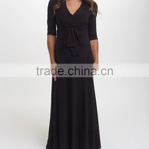 New Fashion Maternity Dresses With Black Tie-Waist Maternity Maxi Dress Half Sleeve Women Clothing WD80817-9 thumbnail-1