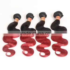 Black Rose 1B/Burgundy Body Wave Malaysian Hair Bundles Ombre Human Hair Weaves Wavy Extension thumbnail-2