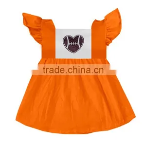 CH00281YIWU BOYA Cotton Milk Silk Ruffle Dress Kids Clothes Embroidery Football Prints Wearing Boutique Dresses thumbnail-1