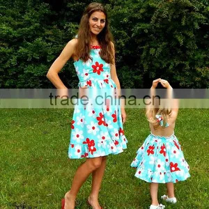 Hot Sale Mommy and Me Matching Dresses Cotton Foral Dress thumbnail-4