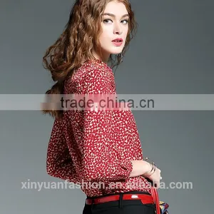 2017 New Style Office Blouses for Women Printed Long Sleeve Blouse thumbnail-3
