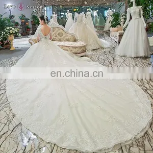 Gt904 Elegant Tassel Pearl Bridal Gown 2017 Long Sleeves High Quality Bridal Gowns thumbnail-5