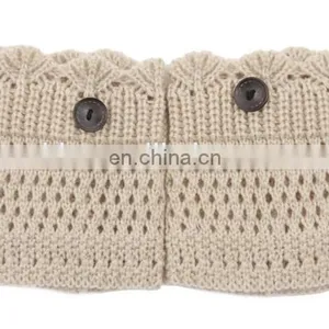 2016 Trendy Crochet Flower Boot Toppers With Wood Buttons thumbnail-3