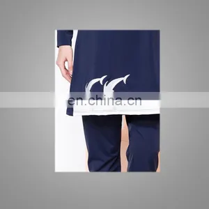 Modest Muslim Women Full Cover Swimwear Navy Embroidered Swimsuit thumbnail-6