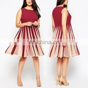 Women Plus Size Clothing Plus Size Dress Flare Mesh Dresses for Fat Ladies thumbnail-1