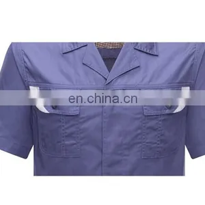 Hot Selling Solid Color Short-Sleeved Labor Uniform / Workwear Uniforms Industrial Uniform of 100% Cotton/CVC/TC thumbnail-2