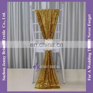 C385#20 Matte Champagne Sequin Fabric Wedding Chair Sashes Sequin Chair Cover Chair Sashes thumbnail-3
