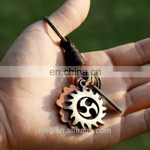 Punk Leather Keyring Vintage Metal Gear Leather Charm Keychain thumbnail-1