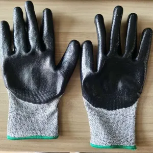 Anti Cut Level 5 13G HPPE Fiberglass Liner Nitrile Smooth Coated Cut Resistant Gloves With EN388 4544 thumbnail-5