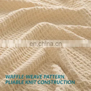High Quality Cotton Material Fade Resistance Sand Wash Waffle Blanket thumbnail-6