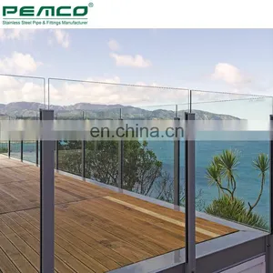 Stainless Steel Black Slotted Pipe Glass Railing Baluster Balcony Stainless Steel Glass Balustrade thumbnail-5