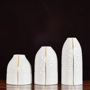 European Simple Light Luxury Large White Ceramic Plant Vase For Home TV Bench Decor thumbnail-4