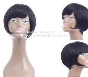 Short Bob Wig With Tail Roll Wig With Bangs thumbnail-1