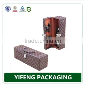 Luxury Black Paper Cardboard Wine Bottle Gift Box With Handle thumbnail-2