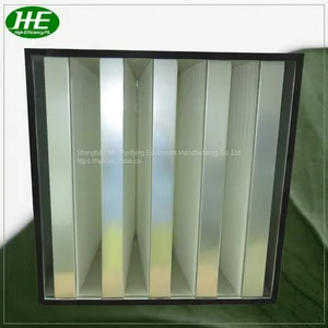 Competitive Price Compact Plastic Frame Glassfiber Mini Pleat Industrial V-Bank Cell Rigid Type H13 HEPA Air Filter thumbnail-2