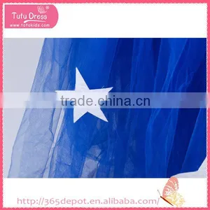 Ruffle Navy Blue Star Decoration Fluffy Voile Girl's Dress Children Frocks Designs thumbnail-5