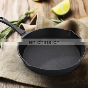 26cm Cast Iron Griddle Pan Cooker Steak Frying Pan With Oil Mouth thumbnail-1