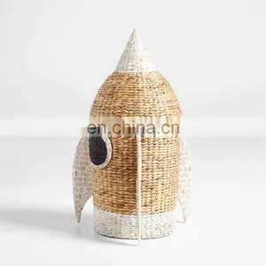 Hot Sale Water Hyacinth Rocket Hamper Storage Basket Home Decoration Clothes Wicker Basket Frame High Quality Wholesale thumbnail-2