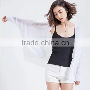 Summer Korean Style Slim Looking Bat Sleeve Linen Sweater Cardigan Air Conditioning Sunscreen Flax Shirt for Women thumbnail-2