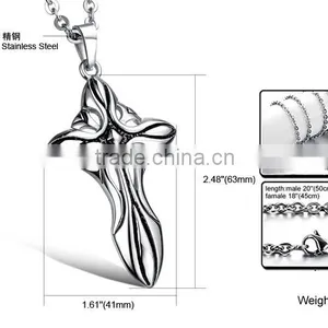 2016 Hotselling Design Gothic Wind The Cross of Carve Patterns Rock and Roll Style Titanium Steel Necklace thumbnail-1