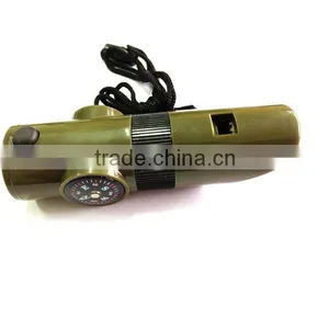 Outdoor Survival Kits Gears With Whistle;Compass;magnifying Glass;Mirror;Storage Tank,flashlight,thermometer 7in1 thumbnail-1