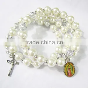 Wraparound Stretch Memory Wire Rosary Bracelet thumbnail-1